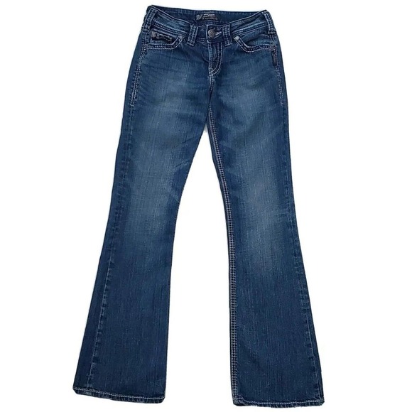 Silver Suki Surplus Denim Blue Jeans (Womens Size 24" x 32") Button Flap Pockets - Picture 2 of 9